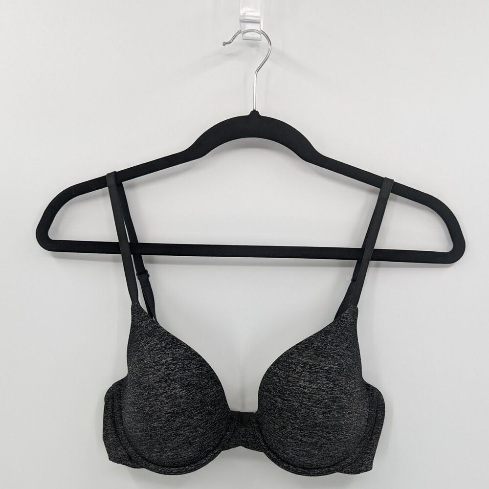 Victoria's Secret Bra Women's 32C Black Heather Uplift Semi Demi